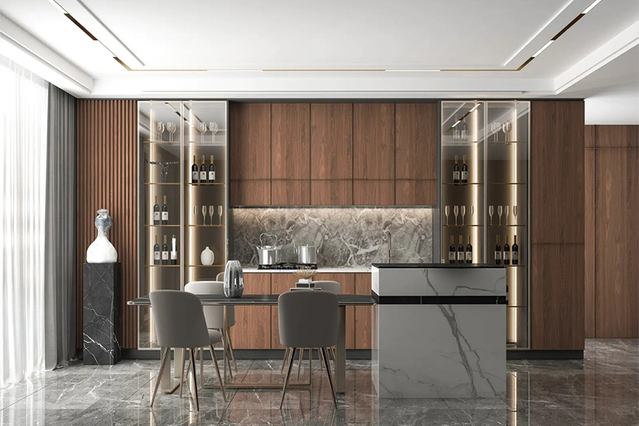 Wood Veneer Kitchen Cabinets CG-020