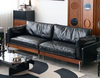 American Vintage Style Solid Wood Base Leather Sofa