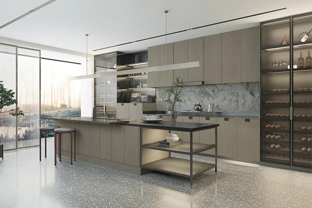 Wood Veneer Kitchen Cabinets CG-026