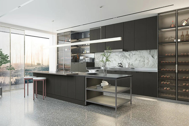 Wood Veneer Kitchen Cabinets CG-026