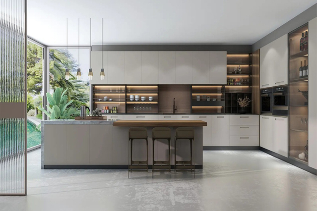 Wood Veneer Kitchen Cabinets CG-024