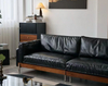 American Vintage Style Solid Wood Base Leather Sofa