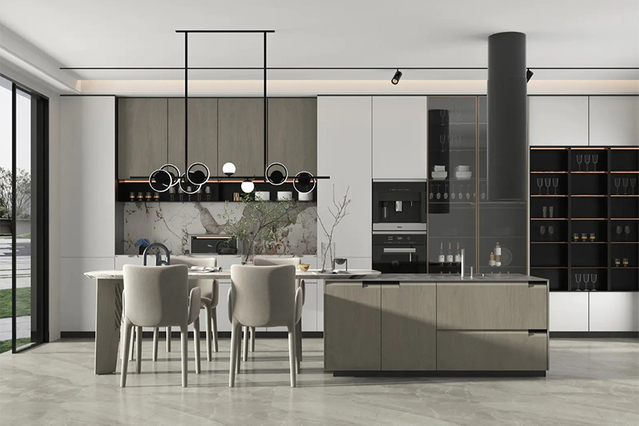 Wood Veneer Kitchen Cabinets CG-001