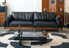 American Vintage Style Solid Wood Base Leather Sofa