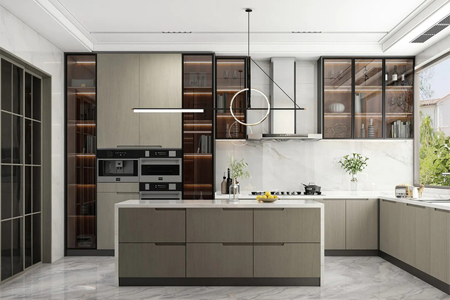 Wood Veneer Kitchen Cabinets CG-019