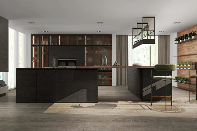 Wood Veneer Kitchen Cabinets CG-002