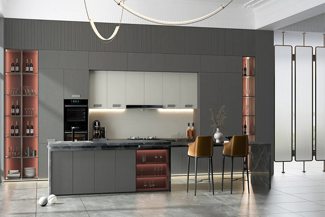 Wood Veneer Kitchen Cabinets CG-010