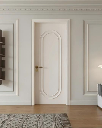Lacquer Finished Wooden Door With French Style Lines for Interior Door
