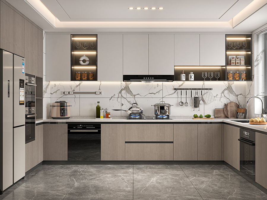 U shaped kitchen cabinets with maximum storage space