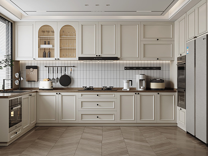 French style kitchen cabinets with elegant decorative details